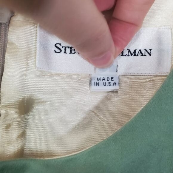 STEVEN STOLMAN Womens Dress 4 Princess Cut Green Palm Tropical Shift Embroidered - Picture 9 of 10